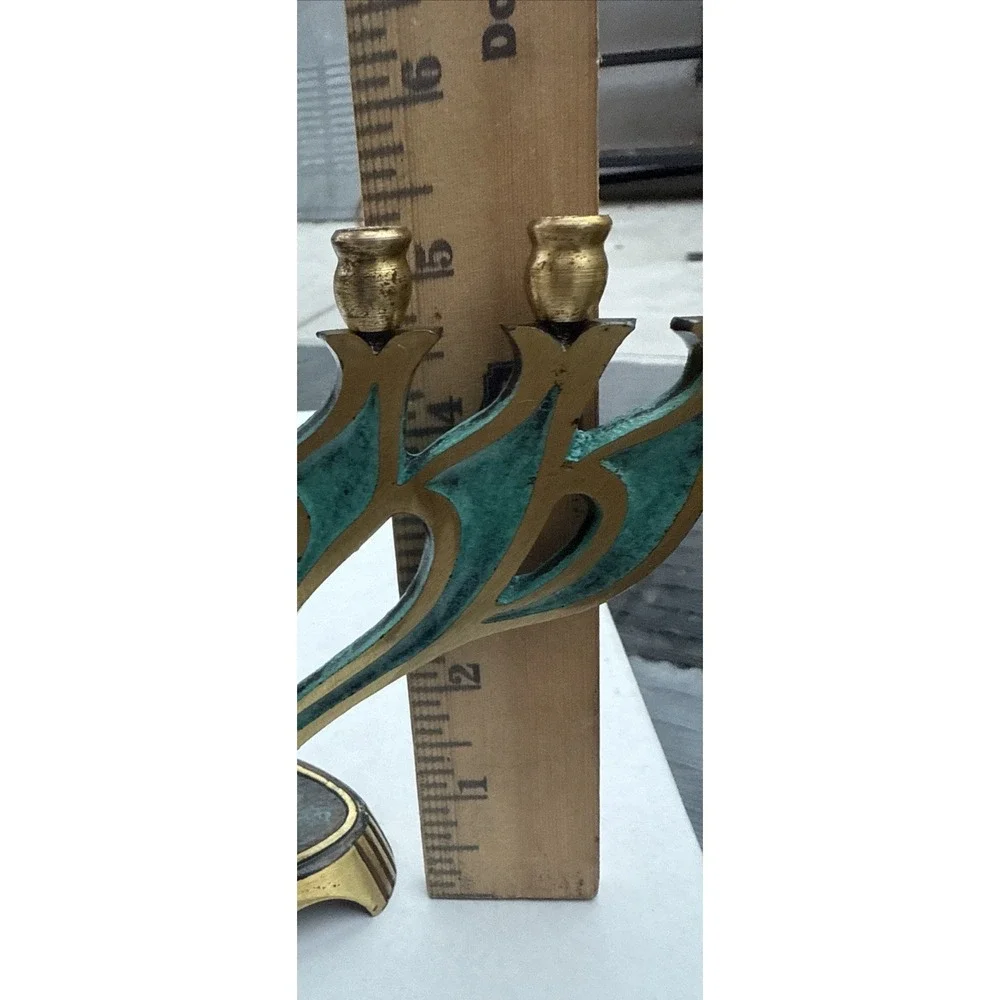 Vintage Brass menorah bird shape Made In israel by Oppenheim Hanukkah Judaica